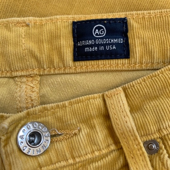 EUC Ag Adriano Goldschmied Yellow Corduroy Stevie Slim Straight 26 - Picture 5 of 11